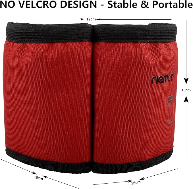 riemot Luggage Travel Cup Holder Free Hand Drink Carrier - Hold Two Coffee Mugs No Spill - Fits Roll on Suitcase Handles - Gifts for Flight Attendants Travelers Accessories Red