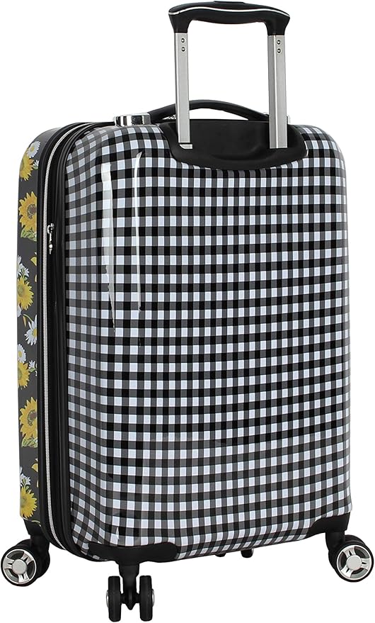 Betsey Johnson Designer 20 Inch Carry On - Expandable (ABS + PC) Hardside Luggage - Lightweight Durable Suitcase With 8-Rolling Spinner Wheels for Women (Sunflower)