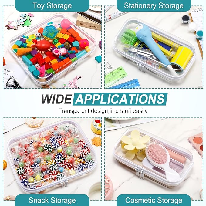 Sanwuta 6 Pcs Clear Hard Zipper Case Plastic Zipper Pouches Transparent Makeup Bag Pencil Case Pouches Toiletry Diaper Bag for Travel Toy Storage Organizer Bins(Clear,Three Sizes)