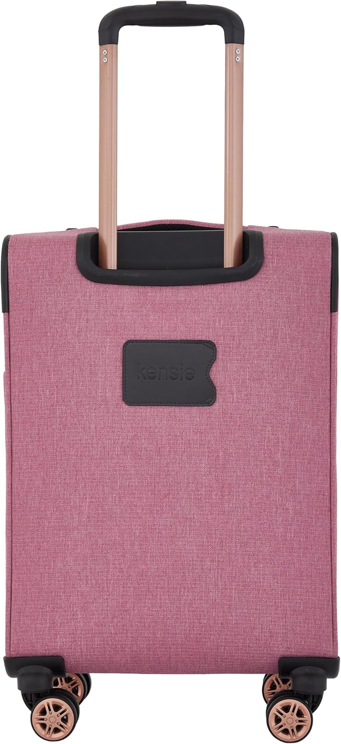 kensie Hudson Softside 3-Piece Spinner Luggage Set, Mellow Mauve