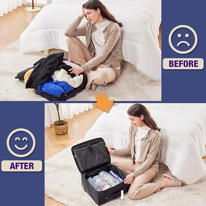 Travel Vacuum Bags with Electric Pump, Vacuum Travel Bags for Luggage and Suitcase, Clothes Clothing, Medium 10 Pack