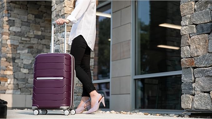 Samsonite Freeform 2-Piece Luggage Set - Carry-On & Large Checked Luggage with Dual Spinner Wheels - Durable Polypropylene Hardshell - TSA Lock, Airline-Approved - Expandable - Amethyst Purple