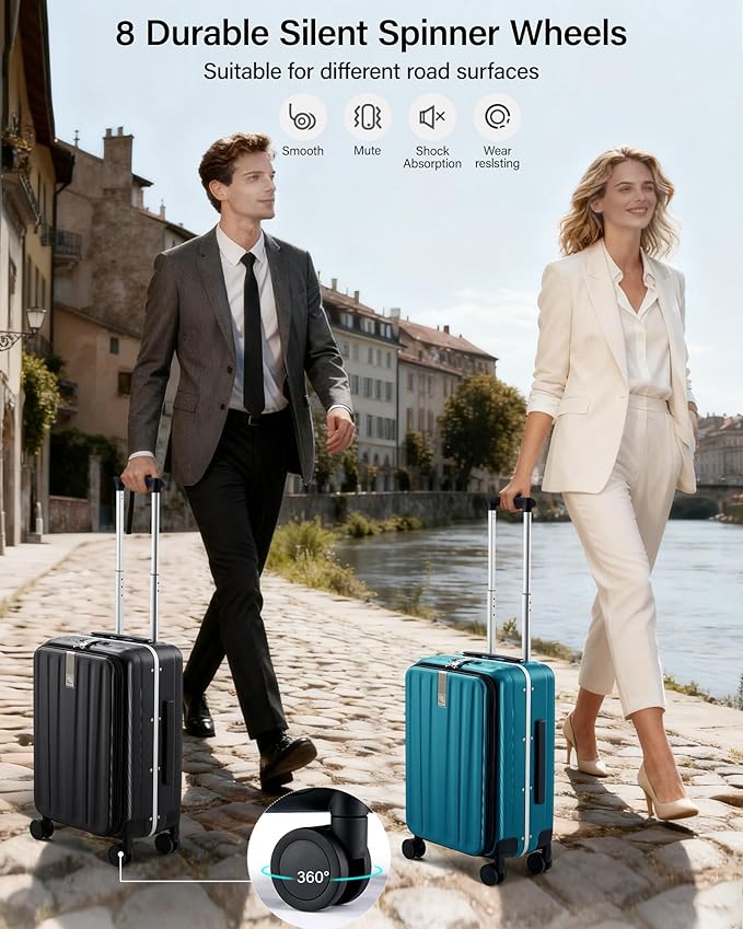 Hanke 26 Inch Large Checked Luggage PC Hard Shell Luggage Top Opening Travel Luggage Suitcases with Wheels for Woman Men.(Jet Black)