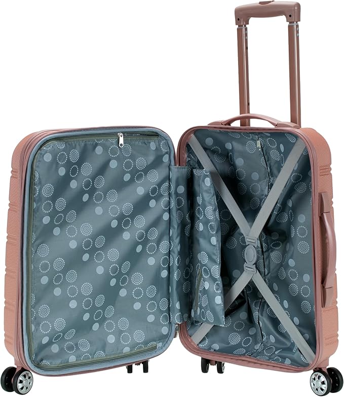 Rockland Melbourne Hardside Spinner Wheel Luggage, Rosegold, Carry-On 20-Inch