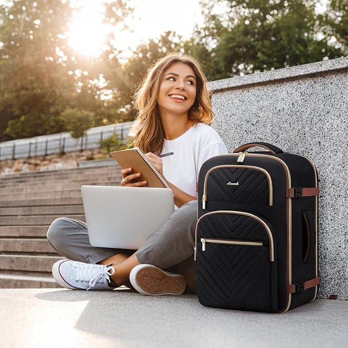 LOVEVOOK Travel Backpack Carry on Flight Approved 40L,Waterproof TSA Travel Essentials Personal Item Backpack for Women Men,Large Carry on Luggage Suitcase Travel Bag for Airplane with 3 Packing Cubes
