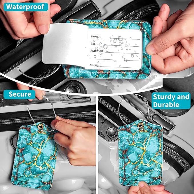 Fishent Luggage Tag, 3 Pack Travel Cruise Luggage Tags for Suitcases, Cute Suitcase Tags Identifiers Bag Tags with Privacy Flap, Baggage Name Tag for Women Men Luggage Backpack Handbag School Bag