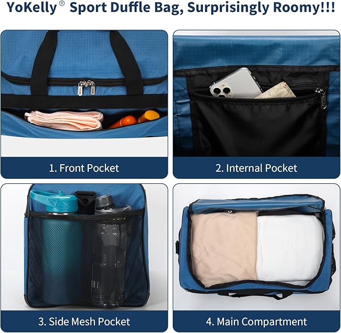 Gym Bag 20 inch Sport Duffle Bag for Men - 40L Weekender Duffel Bag for Travel - Royal Blue
