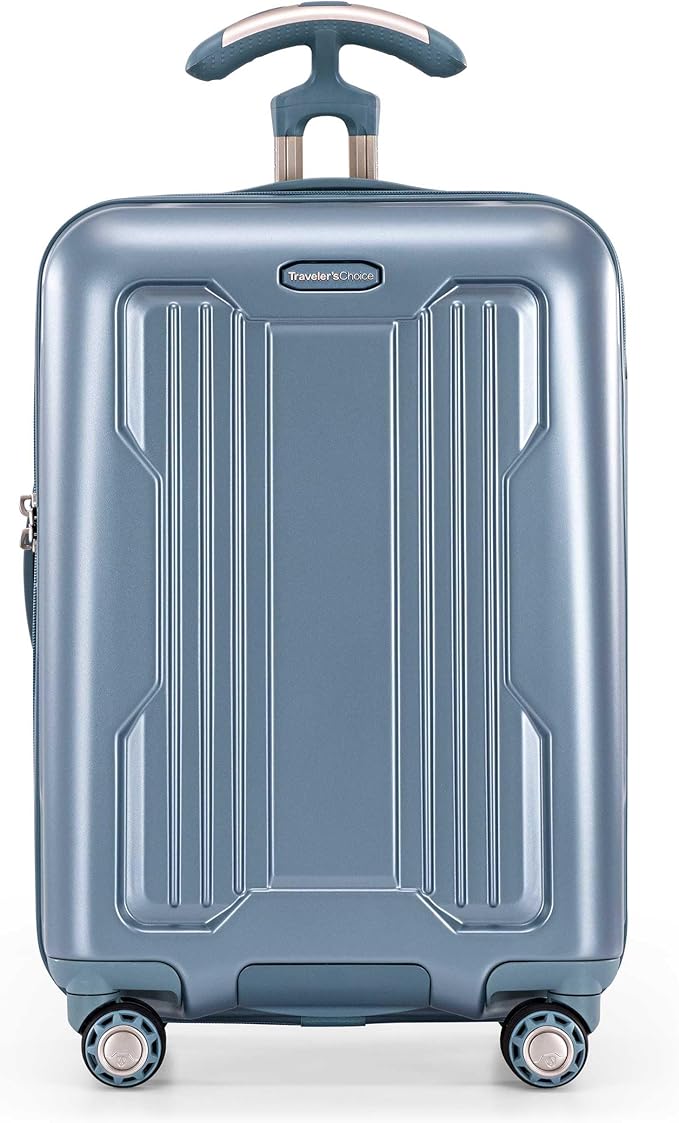 Traveler's Choice Ultimax II Polycarbonate Hardside Luggage with Spinner Wheels, Teal, 21-Inch Carry-On