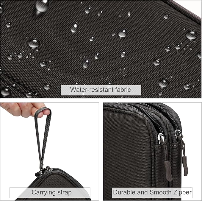 FYY Electronic Organizer, Travel Cable Organizer Bag Pouch Electronic Accessories Carry Case Portable Waterproof Double Layers Storage Bag for Cable, Charger, Phone, Earphone, Medium Size, Coffee