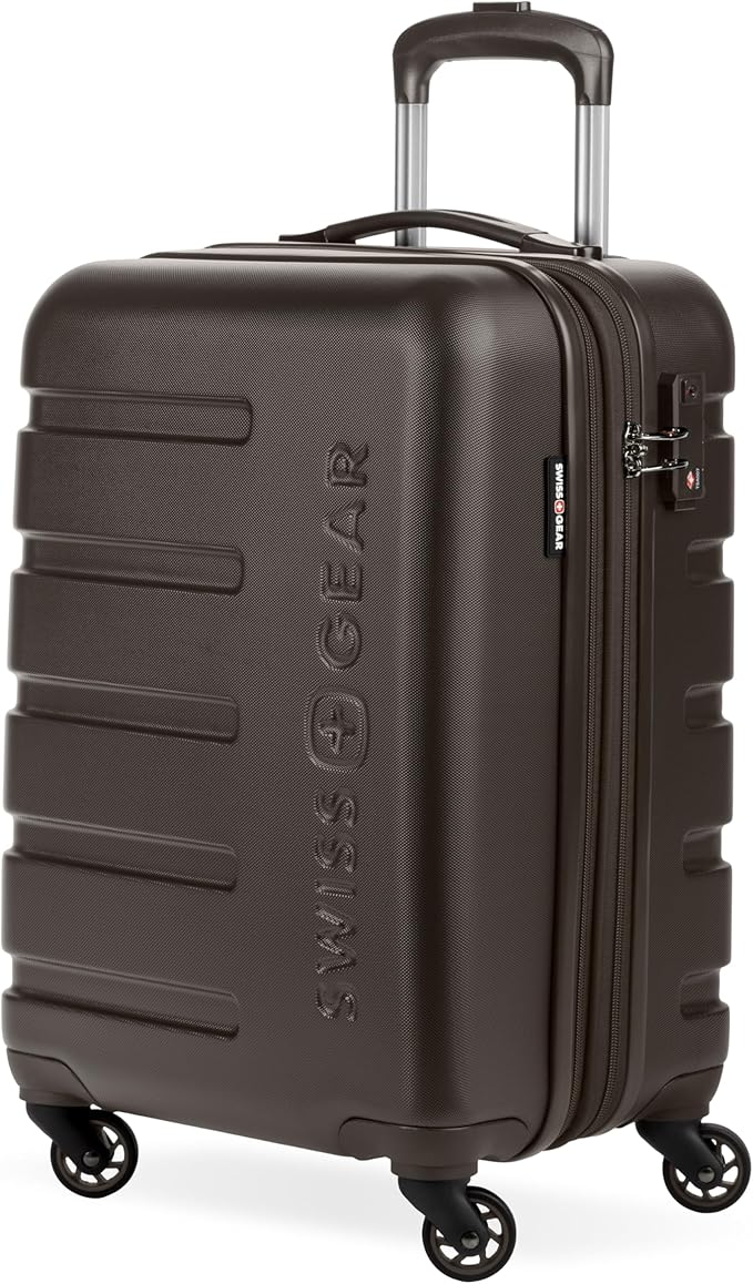 SwissGear 7366 Signature Hardside Expandable Luggage with Spinner Wheels, TSA Lock, Cup-Holder, Chocolate, Carry-On 19-Inch