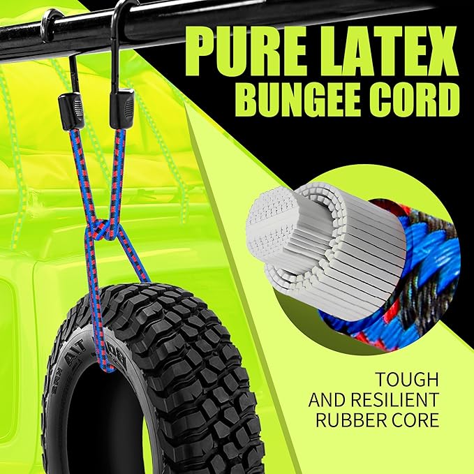 CARTMAN 30pcs Heavy Duty Bungee Cords with Hooks - Assortment in Jar, Including Tarp Clips, Canopy Ties & Ball Bungees for Secure Outdoor and Indoor Use