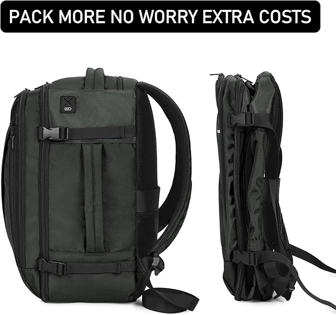ECOHUB Travel Backpack 18x14x8 Spirit Airlines Personal Item Bag Carry On Backpack 13 Pockets Large Work Casual Daypack for men Airline Approved Waterproof Gym Backpack with Charging Port, Gray