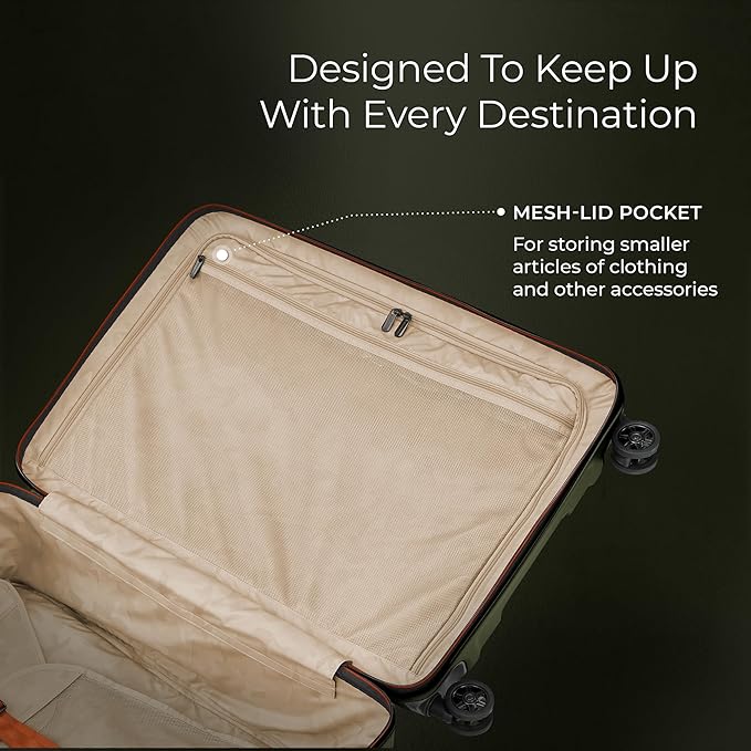 Briggs & Riley 30" Large Spinner - Checked Luggage for Travel, Suitcases with Wheels, Hardside Rolling Bag for Men & Women, Self-Repairing Zipper - Torq Collection, Hunter Green