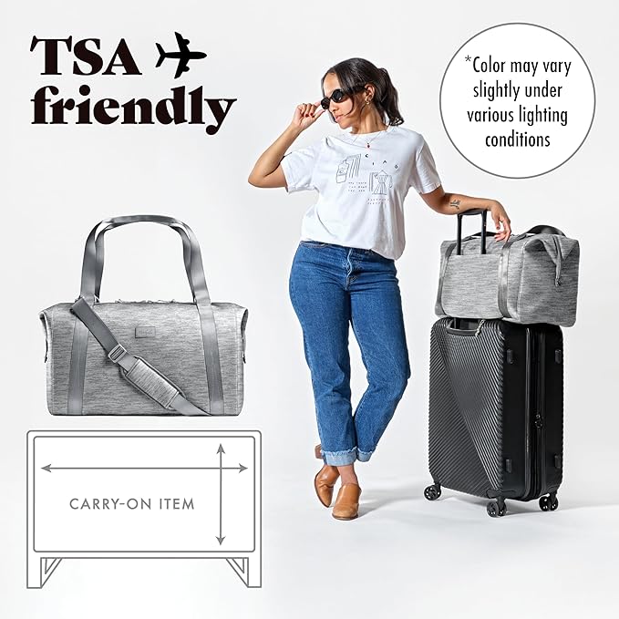 Fit & Fresh Neoprene Weekender Bag for Women – Carry-On Friendly Travel Duffel with Expandable Sides, Trolley Sleeve & Pockets – Lightweight, Water-Resistant Overnight Bag for Weekend Trips + Gym
