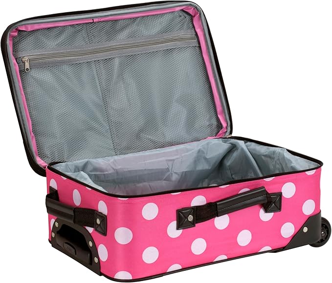 Rockland Fashion Softside Upright Luggage Set, Expandable, Pink Dots, 2-Piece (14/19)