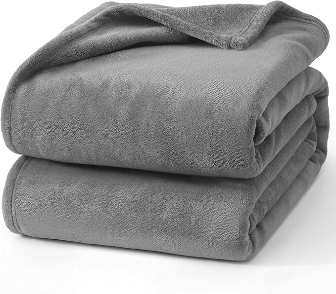 Hansleep Fleece King Size Blanket for Bed Grey, Super Soft Flannel Fuzzy King Size Gray Plush Cozy Blanket for All Seasons, Grey, King 90x108 Inches