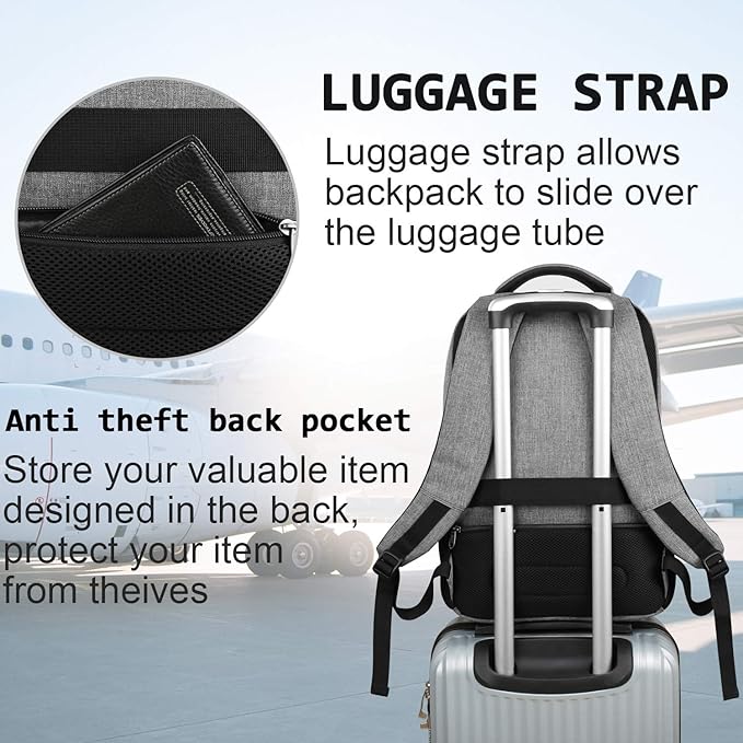 Volher 17 Inch Laptop Backpack, Business Anti Theft Slim Durable Laptops Backpack, Water Resistant College Computer Bag Gifts for Men & Women Fits 15.6 Inch Notebook-Grey
