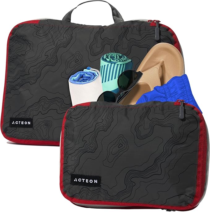 Acteon Compression Packing Cubes - 2 Pack Clean Dirty Separate Zipper - Lightweight Travel Packing Cubes for Luggage - Suitcase Organizer Travel Cubes - Large Small Laundry for Clothes Shoes Makeup