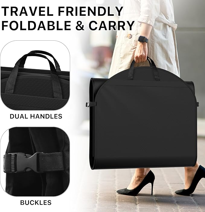 Simple Houseware 65'' Travel Garment Bag with Pockets for Suits, Dresses, Coats, Tuxedos, Heavy Duty 300D Polyester