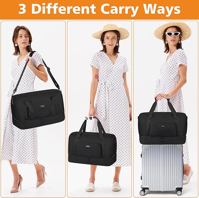 Travel Weekender Bag for Women, 21" Overnight Bag with Shoe Compartment 50L Large Travel Duffel Bag Carry On Tote for Weekend, Overnight, Business Trips, Water Resistant