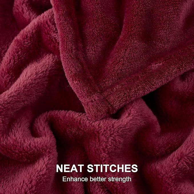 Hansleep Fleece Burgundy Red Twin Blanket, Super Soft Flannel Fuzzy Plush Cozy Blanket for All Seasons, Burgundy Red, Twin 60x80 Inches