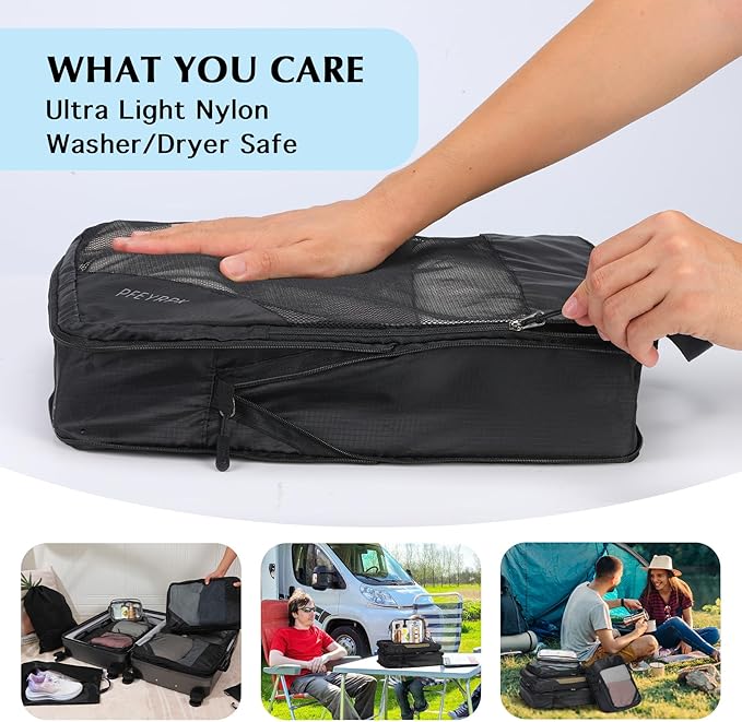 Lightweight Compression Packing Cubes for Suitcases, Compressible Expandable Travel Packing Organizer with Clear Toiletries and Backpack Bag, Travel Essentials for Carry on Luggage 7 Set