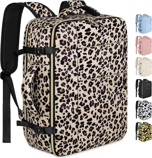 Capolo Travel Backpack for Women Men Waterproof Laptop Backpack Airlines Approved Carry On Backpack Bag Computer Bags for Business, Work, Traveling Fits 15.6 Inch Laptop(Leopard)