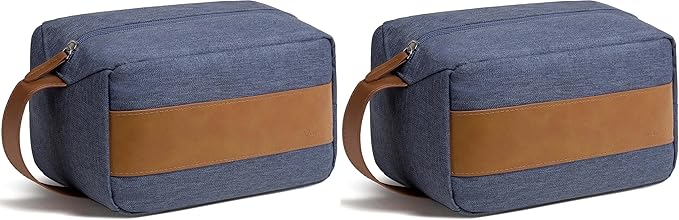 Vorspack Toiletry Bag for Men - Water Resistant Travel Bag for Toiletries, Lightweight Hygiene Bag for Bathroom, Travel Essentials, Gifts - Blue (Pack of 2)