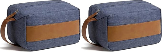 Vorspack Toiletry Bag for Men - Water Resistant Travel Bag for Toiletries, Lightweight Hygiene Bag for Bathroom, Travel Essentials, Gifts - Blue (Pack of 2)