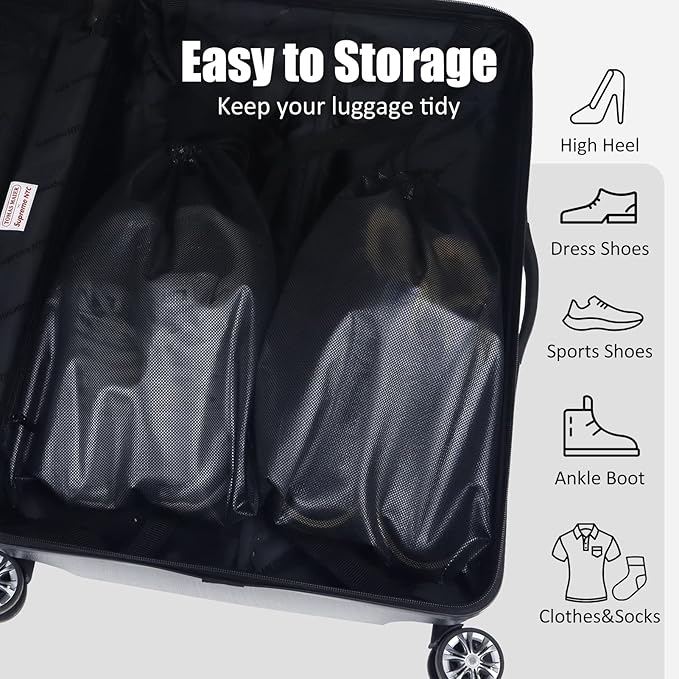 Gloppie Shoe Bags for Travel, Shoe Storage Bag with Drawstring, Packing Organizer for Sneakers, Gym, Luggage, Closet, Weekender Overnight Travel Essentials