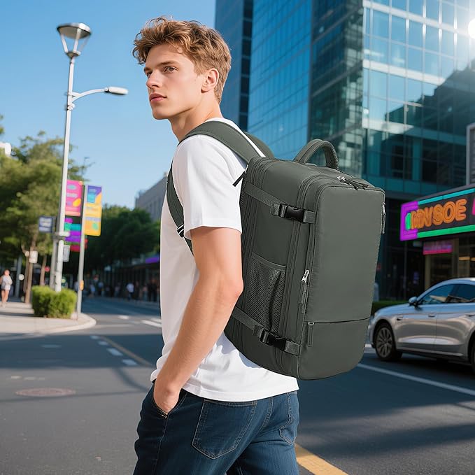 Large Expandable Travel Backpack for Men and Women, 17 Inch Laptop, Waterproof, Casual, College Bookbag, Backpack for Women, as Person Item Flight Approved