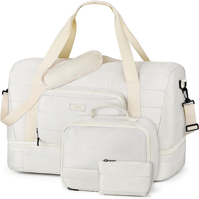 Travel Weekender Bag for Women, 21" Overnight Bag with Shoe Compartment 50L Large Travel Duffel Bag Carry On Tote for Weekend, Overnight, Business Trips, Water Resistant
