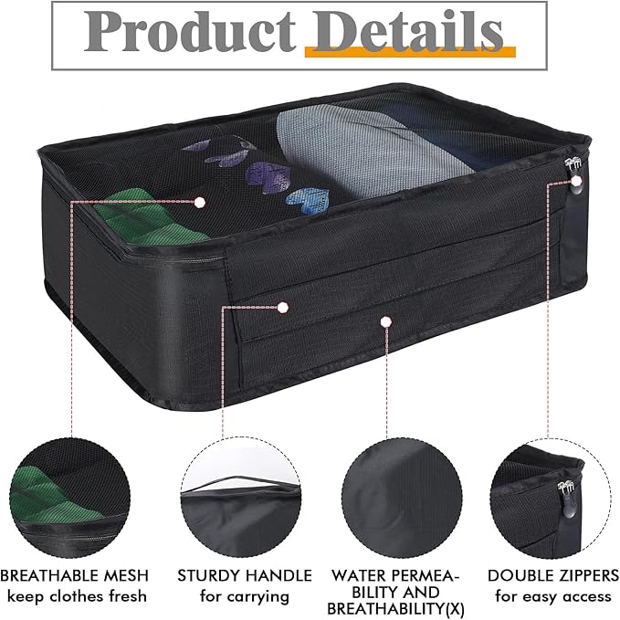 12 Pcs Packing Cubes for Suitcase Travel Luggage Bags Bulk Mesh Organizer Set for Hiking Camping Backpacking Clothes Accessories