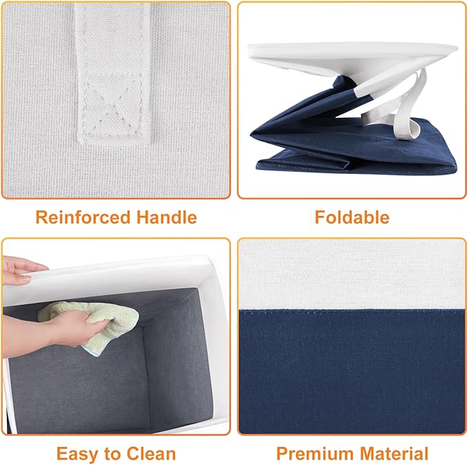 TasticTotes laundry basket 3-Pack, laundry hamper, Hamper with handles, collapsible laundry baskets, Waterproof dirty clothes hamper, Towel Storage for Home or Dorm, 88L-Blue