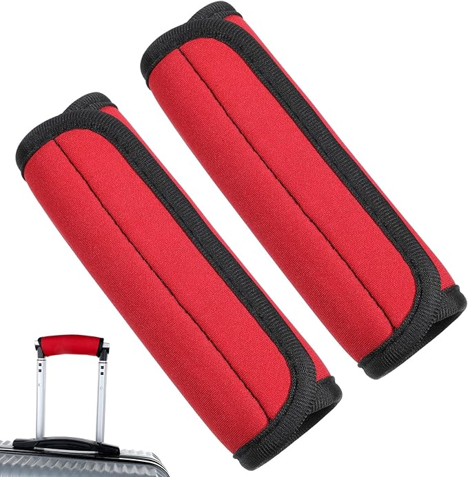 2PCS Luggage Handle Wraps for Suitcase, Bright Color Comfort Soft Handle Covers, Suitcases Luggage Handle-Wrap for Traveling, Luggage-Identifiers for Suitcases, Travel Accessories (Red)