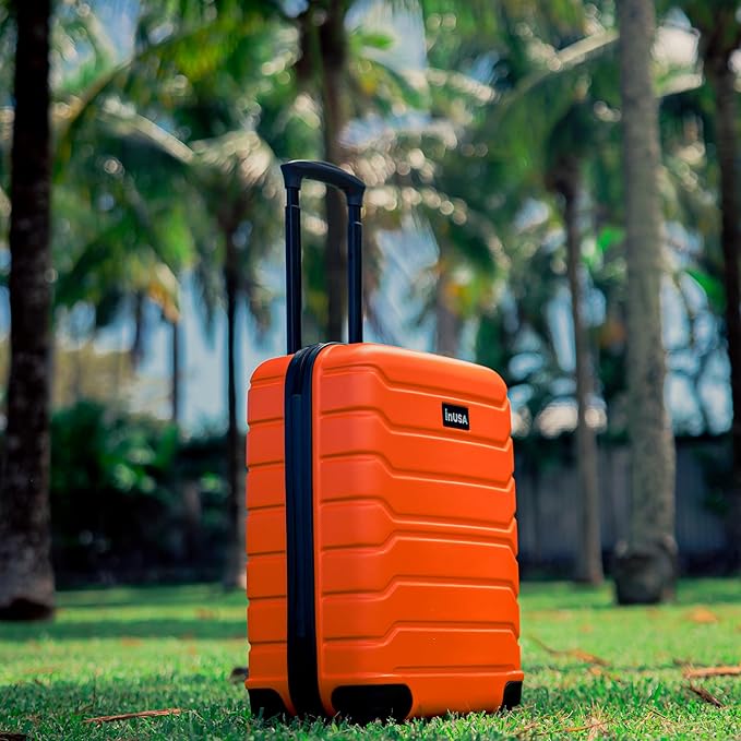 InUSA TREND Luggage with Spinner Wheels | Durable Lightweight Hardshell Suitcase, Travel bag with Handle and Trolley, 20-Inch Carry On Small Luggage | Orange