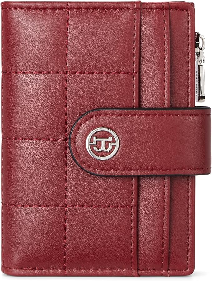 BOSTANTEN Small Wallet for Women Leather RFID Blocking Card Holder Bifold Compact Wallets With Zipper Coin Pocket Wine Red