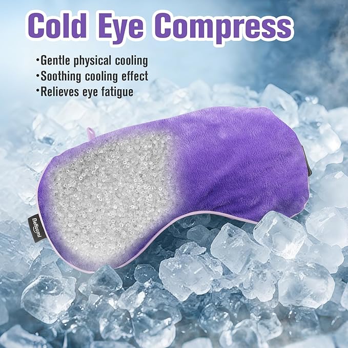 Heated Eye Mask, Microwave Moist Warm Compress for Eyes, Cooling Soothing Weighted Eye Mask for Sleeping, Reusable Sleep Eye Mask for Home & Office, Hot and Cold for Eye Relaxation (Purple)