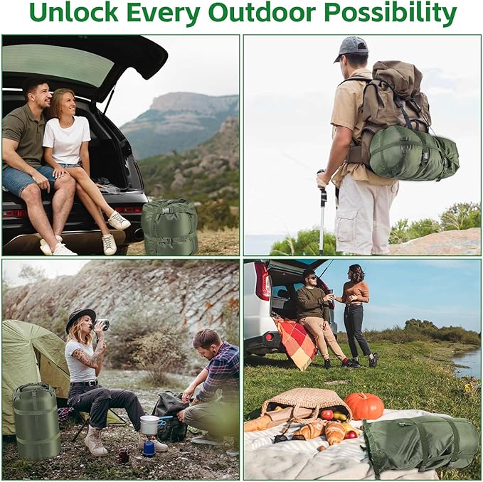 Compression Stuff Sack, Ultralight Portable Sleeping Bag Compression Sack, 15L/27L/45L Sleeping Bag Stuff Sack, Space-Saving Storage Sack for Backpacking, Camping, Hiking, Travel-L