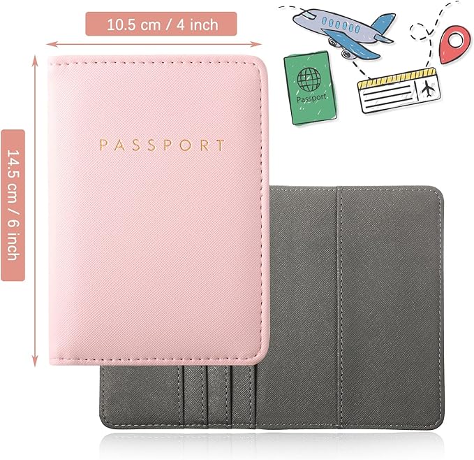 2 Pcs Passport Cover Holder for Travel Waterproof Leather Passport Wallet Case Book Travel Cruise Essentials for Women Men | 2 Pieces, Bridal, Holder, Waterproof, Holder Covers, Travel Wallet