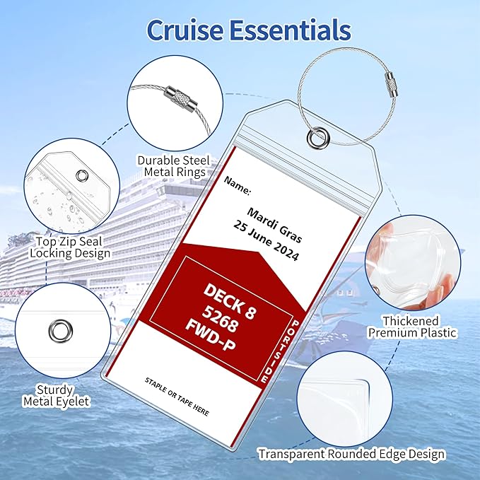 20 Pack Luggage Tags Travel Essentials & Cruise Essentials for NCL, Princess, Carnival, Royal Caribbean & Celebrity Cruise Ships by SEAVILIA