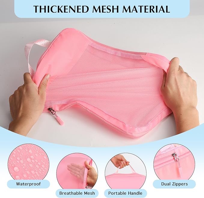 Lightweight Compression Packing Cubes for Suitcases, Compressible Expandable Travel Packing Organizer with Clear Toiletries and Backpack Bag, Travel Essentials for Carry on Luggage 7 Set