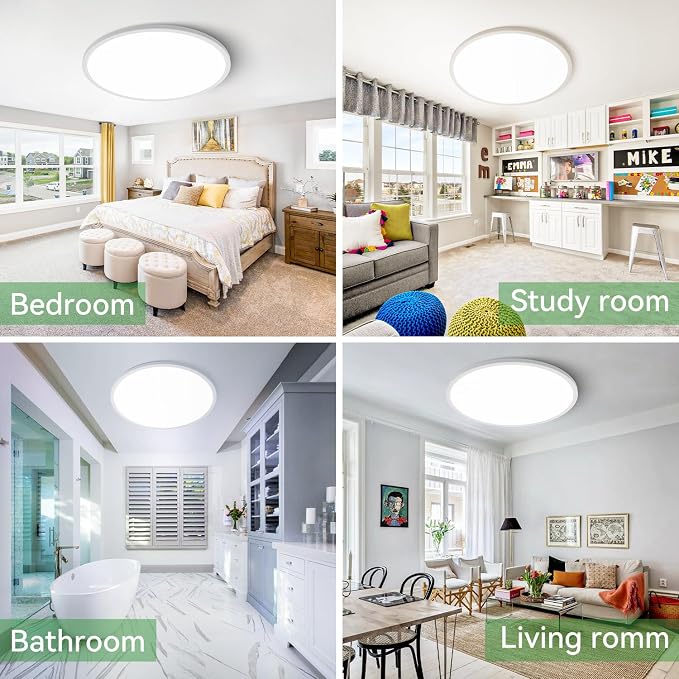 hepside 15.8INCH 4Pack Big Dimmable Flush Mount Ceiling Light Fixture White, 3CCT 3000/4500/6000K Ceiling Lamp, 36W 4200LM Super Bright Low Profile Light for Bedroom, Kitchen, Bathroom, Hallway