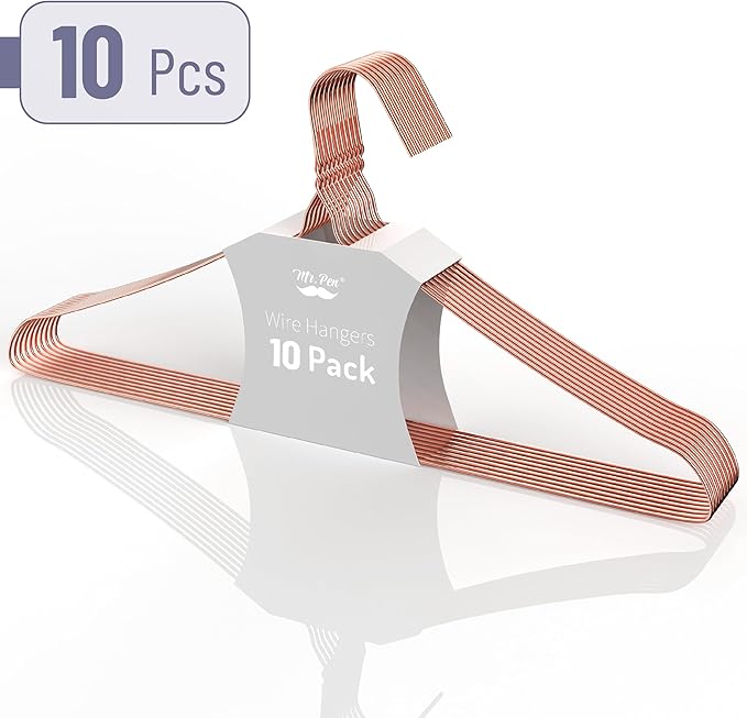 Mr. Pen- Rose Gold Metal Hangers, 10 Pack - Wire Coat Hangers for Clothes