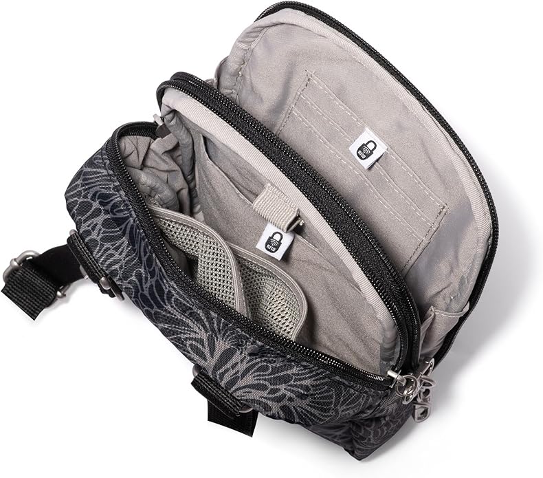 Baggallini Securtex® Anti-theft Mini Everything Crossbody Bag, 6.3"x8.25" Rfid, Locking Zippers & Cut-resistant Strap