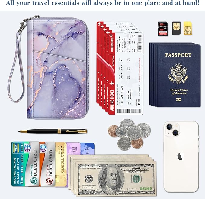 Fintie Family Passport Holder Wallet, RFID Blocking Travel Document Organizer Clutch Bag Credit Cards Case Cover for Women Men