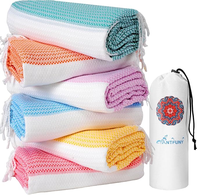 6 Packs Turkish Beach Towels Oversized Swim Towel Set Bulk Quick Dry Bath Pool SandFree Extra Large Xl Big Blanket Adult Travel Essentials Cruise Accessories Must Have Clearance Vacation Stuff