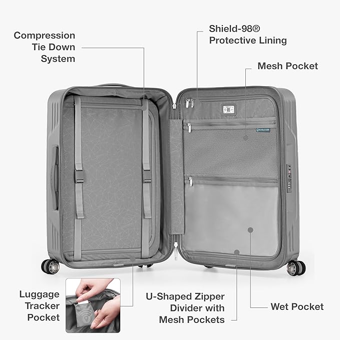 Traveler's Choice Ultimax II Polycarbonate Hardside Luggage with Spinner Wheels, Slate Gray, 21-Inch Carry-On