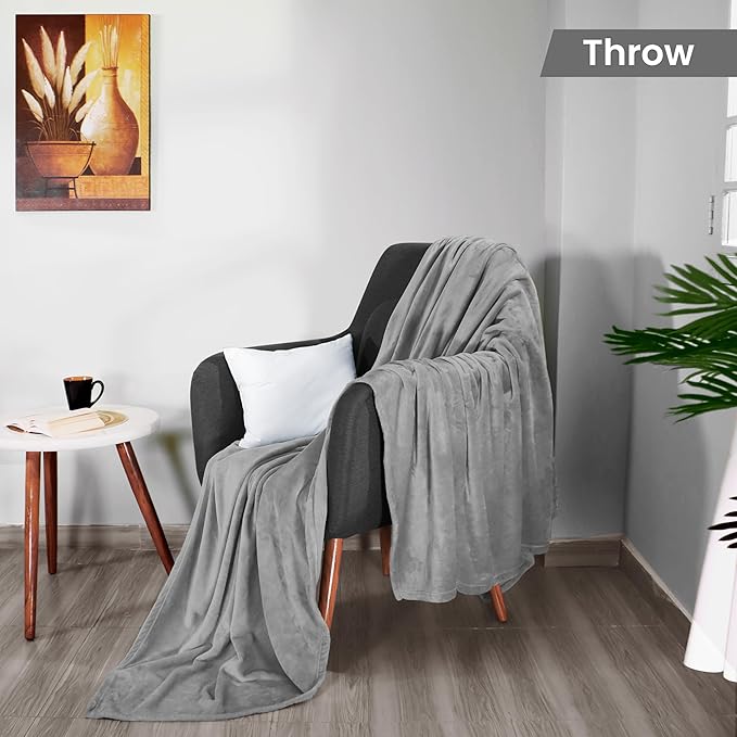 Utopia Bedding Fleece Blanket Throw Size Ash Grey 300GSM Luxury Anti-Static Fuzzy Soft Microfiber Blanket for Couch, Sofa and Bed (50x60 Inch)
