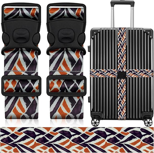 2 Pack Luggage Straps for Suitcases, Adjustable Travel Belt with Double Lock and Quick Release Buckle, Heavy Duty Nylon Bag Packing Strap, Bright Identifiers Business Travel Accessories-Roads